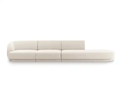 Canapea 4 locuri cotiera dreapta, Miley, Micadoni Home, BL, 325x85x74 cm, catifea, bej deschis
