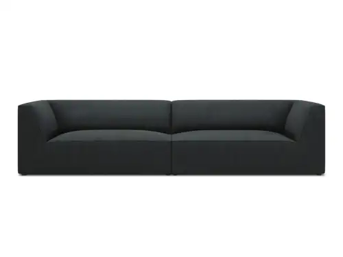 Canapea 4 locuri, Ruby, Micadoni Home, BL, 302x93x69 cm, velur, negru