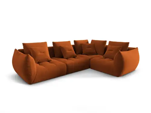 Coltar modular dreapta 3 locuri, Bloom-184, Micadoni Home, 316x216x95 cm, catifea, teracota