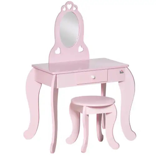 HomCom masa de machiaj, pentru copii, 60x36x88cm, roz | Aosom Ro