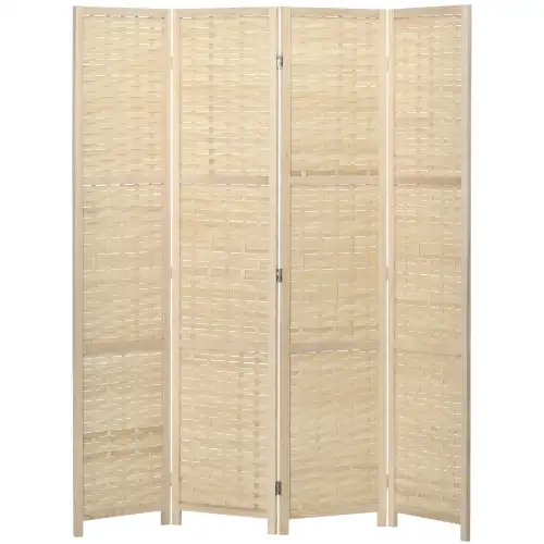 HOMCOM Separator de interior din lemn si bambus, perete de separare pliabil pentru casa si birou | AOSOM RO