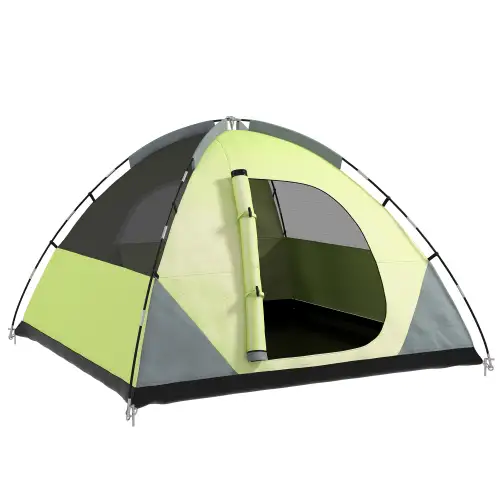 Outsunny Cort de Camping pentru 3-4 Persoane, Cort Impermeabil și Rezistent la UV, 3x3x1.8m, Galben și Gri | Aosom Romania