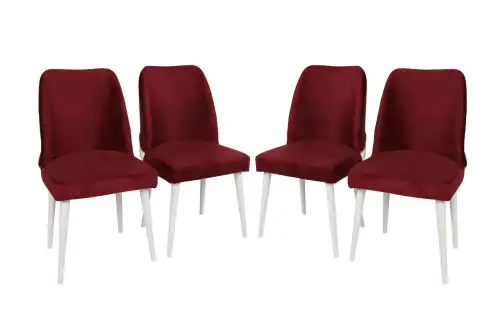 Set scaune 4 piese, Nmobb , Nova 782, Metal, Roșu Claret / Alb